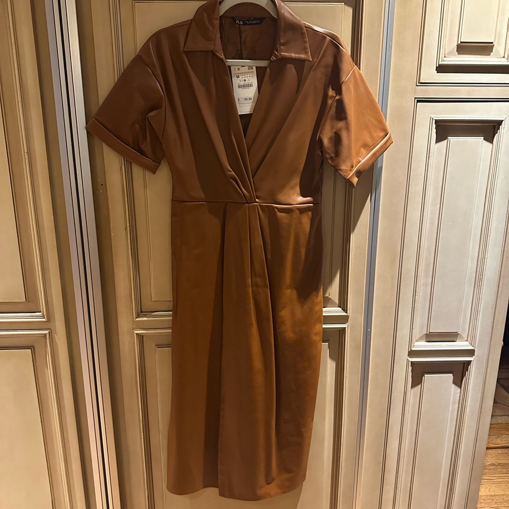 Zara faux leather dress NWT size Med